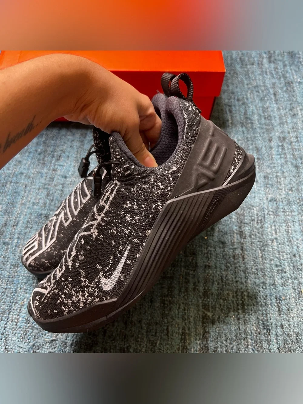 Nike React Metcon Slip On Sneakers in Black White Women's Size 7 Gym Training